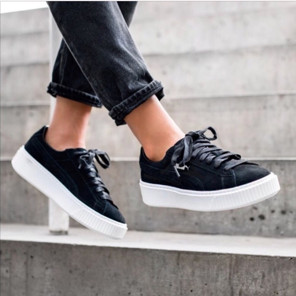 puma | black suede platform sneakers - Picture 2 of 8